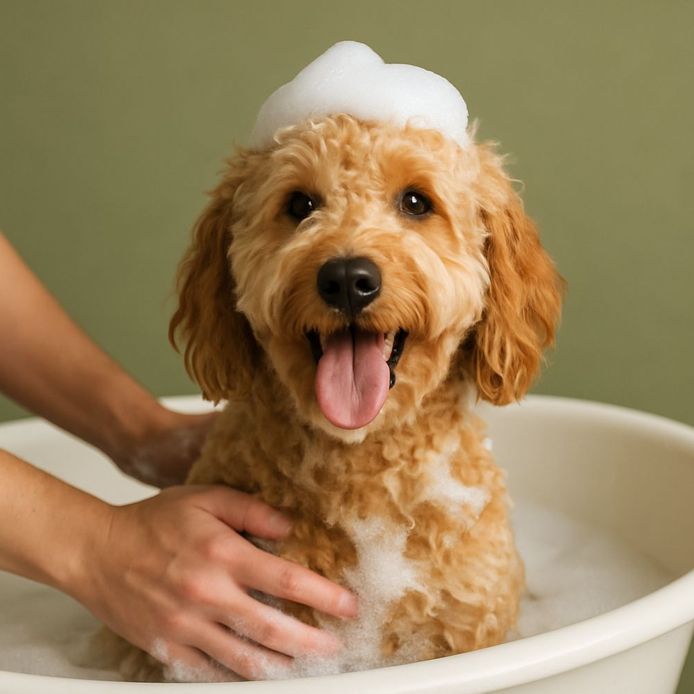 bathing dog